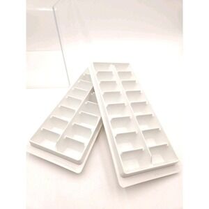 Two Vintage Frigidaire 16 Cube White Plastic Ice Cube Tray Dishwasher Safe Stack
